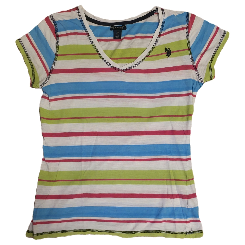 U.S. Polo Assn. Blue and Pink Striped Tee